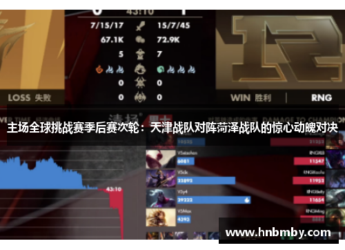 主场全球挑战赛季后赛次轮：天津战队对阵菏泽战队的惊心动魄对决
