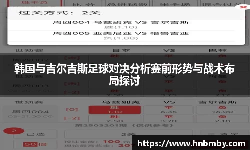 韩国与吉尔吉斯足球对决分析赛前形势与战术布局探讨